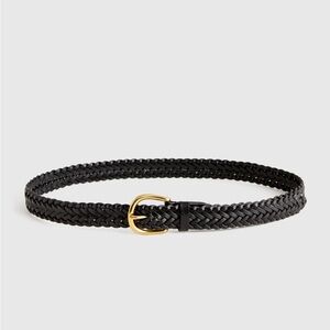 QUINCE Josie European Leather Braided Belt XL Black